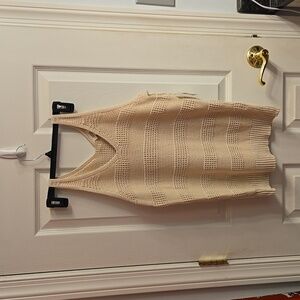 Womens crochet tank top, beige ana size xs